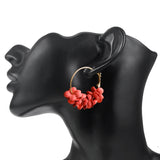 English Rose Hoop Dried Flower Earrings [AER040-b]