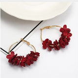 English Rose Hoop Dried Flower Earrings [AER040-b]