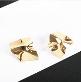 Gold Square Disk Chloe Earrings [AER048-b]