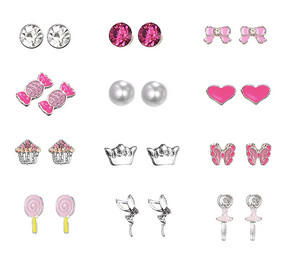 Colourful 12 Pairs of Pink Candy and IceCream Stud Earrings for Girls [AER088]