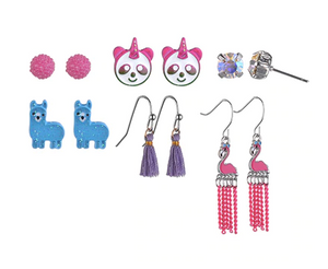 Colouful 6 Pairs of Stud, Unicorn and Flamingo Earrings for Girls [AER090]