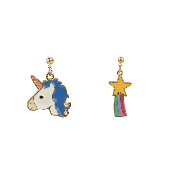 Unicorn and Rainbow Star Pair of Earrings [AER113]