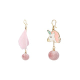Unicorn and Pink Feather Pair of Earrings [AER114]