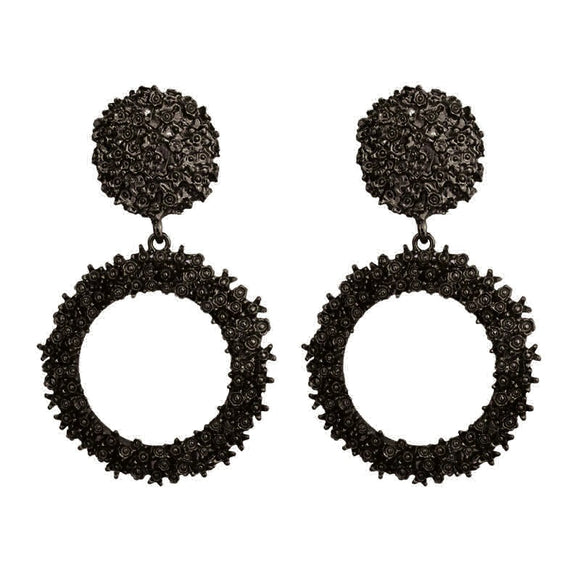 Black Designer Circle Earrings [AER119]