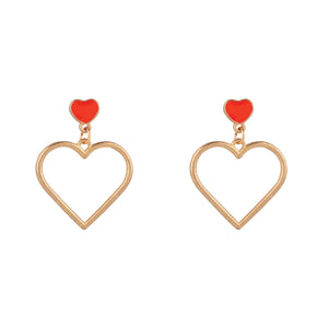 Gold Heart with Red Earrings [AER120]