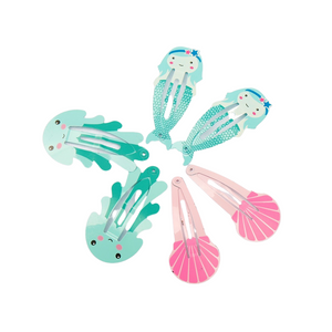3 Pairs of Mermaid, Octopus and Shell Painted Plastic Hair Pin for Girls [AHA014]