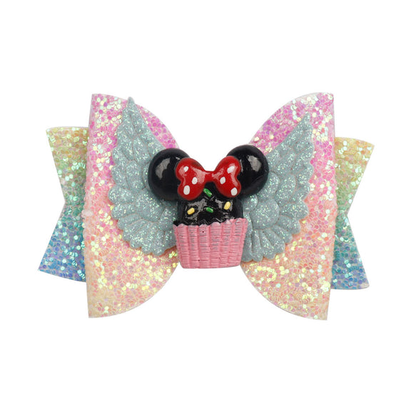 Colourful Shiny Sequin Minnie Mouse 3 Inch Bow for Young Girls [AHA018]