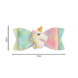 Colourful Shiny Sequins Unicorn 3 Inch Pastel Bow for Young Girls [AHA019]