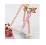 Colourful Shiny Sequins Unicorn 3 Inch Gold Bow with Pink Extensions for Young Girls [AHA023]