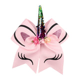 Sequence Unicorn Large 7 inch Pink Cheer Bow for Young Girls [AHA028]