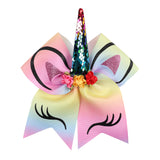 Sequence Unicorn Large 7 inch Colourful Cheer Bow for Young Girls [AHA029]