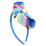 Grosgrain Ribbon Bow Blue Hairband with Unicorn Charm [AHA035]