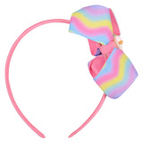 Grosgrain Ribbon Bow Dark Pink Hair Band with Unicorn Charm [AHA037]