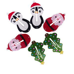 Christmas Special 3 Pairs of Santa, Tree and Snowman Hair Pins [AHA038]