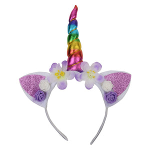 Colourful Unicorn Horn Hairband with Ears [AHA044]