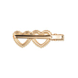Gold Double Heart Pearl Hairpin [AHA051]
