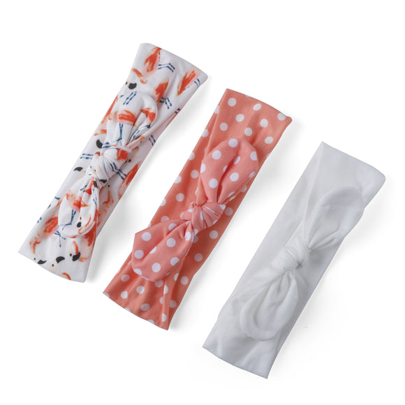 Peach and White Set of 3 Premium Cotton Headband for New Born Baby [AHA067]