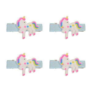 Set of 4 Unicorn Charm Hair Clips for Young Girls [AHA078]