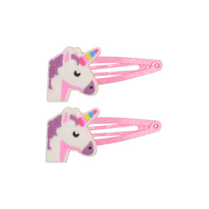 Set of 2 Unicorn Charm Hair Clips for Young Girls [AHA079]