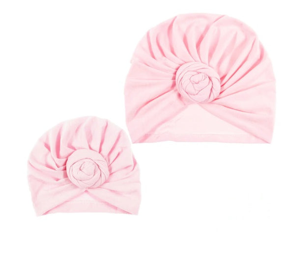 Baby Pink Top Knot Turban Headwear Matching Set for Mom and Daughter [AHA083]