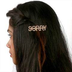 Gold Glitter "SORRY" Hairpin – Statement Clip [AHA098]