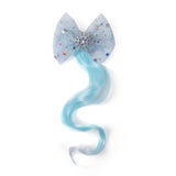 Ice Blue and Silver Snowflake Hair Extension Bow [AHA119]