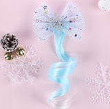 Ice Blue and Silver Snowflake Hair Extension Bow [AHA119]