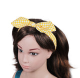 Yellow Checks Rabbit Ear Knot Headband for Baby Girls [AHA136]