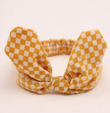 Yellow Checks Rabbit Ear Knot Headband for Baby Girls [AHA136]