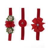 Set of 3 Red Baby Headbands with Flowers and Bows [AHA140]