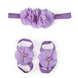 Purple Floral Hairband and Baby Feet Accessories Set [AHA143]