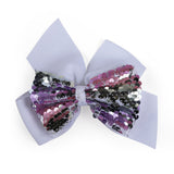 White and Pink Shiny Sequin Bow [AHA148]