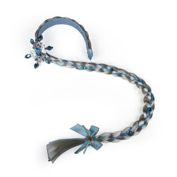 Snow Princess Hairband with Snowflake Charm and Long Plait Extensions [AHA151]
