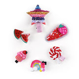 Set of 6 Red Glitter Star and Candy Hair Clips [AHA159]