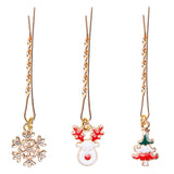 Christmas Pack of 3 Gold Bobby Pins with Tree, Reindeer and Snowflake Tassels for Women Girls [AHA171]