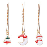 Christmas Pack of 3 Gold Bobby Pins with Tree, Snowman and Santa Tassels for Women Girls [AHA172]