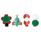 Christmas Pack of 4 Pompom and Tree Hair Clips for Girls [AHA174]