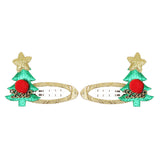 Christmas Pack of 2 Gold and Green Tree Star Hair Clips for Girls [AHA175]