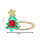 Christmas Pack of 2 Gold and Green Tree Star Hair Clips for Girls [AHA175]