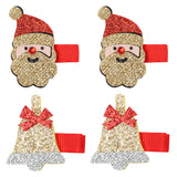 Christmas Pack of 4 Shinny Santa and Bell Hair Clips for Girls [AHA179]