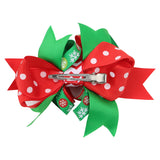 Christmas Grosgrain Ribbons Red Green Hair Clip Bow for Girls [AHA181]