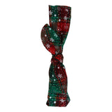 Christmas Red Green Snowflake Plaid Hairband with Top Knot [AHA186]