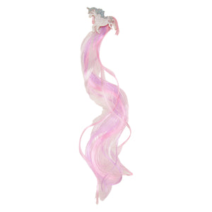 Unicorn Brooch with Pink Faux Hair Extensions Hair Clip [AHA199]