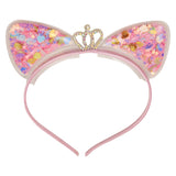 Pink Crown and Glitter Cat Ears Hair Band for Girls [AHA207]