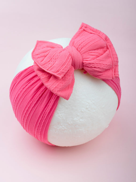 Pure Cotton Pastel Pink Big Bow Head Band for Babies [AHA264]