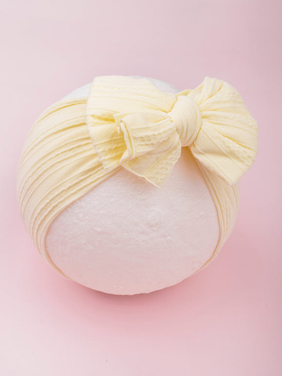 Pure Cotton Pastel Yellow Big Bow Head Band for Babies [AHA265]