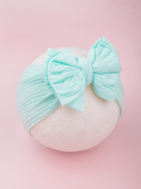 Pure Cotton Pastel Green Big Bow Head Band for Babies [AHA266]