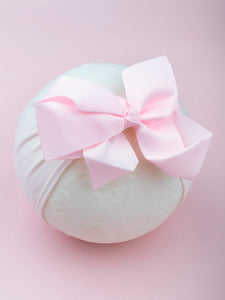 Baby Pink Cotton and Grossgrain Bow Head Band for Babies [AHA267]
