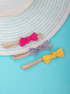 Set of 3 Yellow Pink Bow Head Bands for Babies [AHA275]