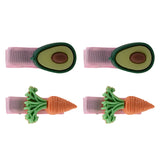 2 Pairs of Carrot and Avacado Hair Clips for Girls [AHA286]